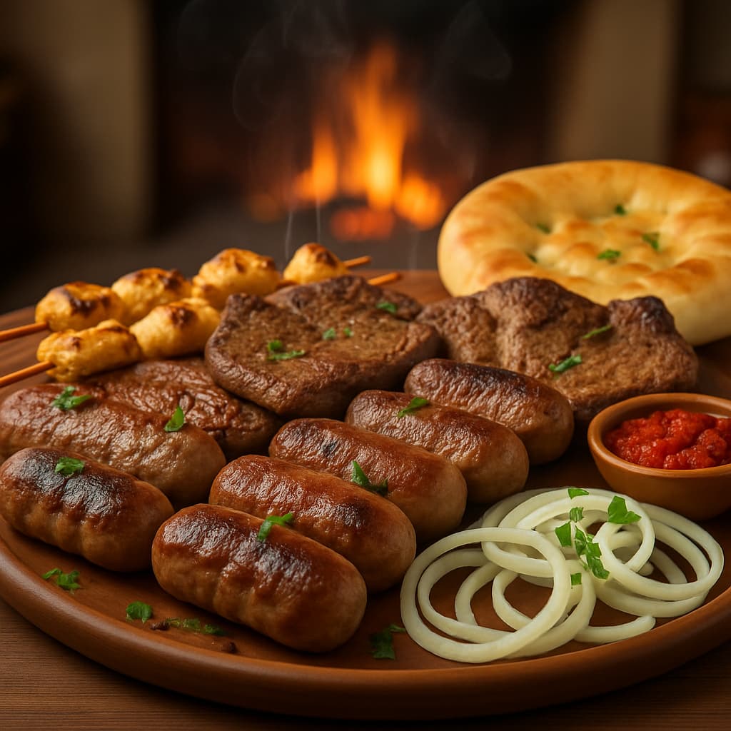 AI‑food «Mešano meso»: фотореализм; традиционная сербская кухня